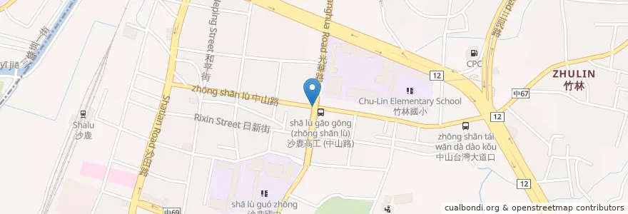 Mapa de ubicacion de 中山光華路口 en Tayvan, Taichung, 沙鹿區.