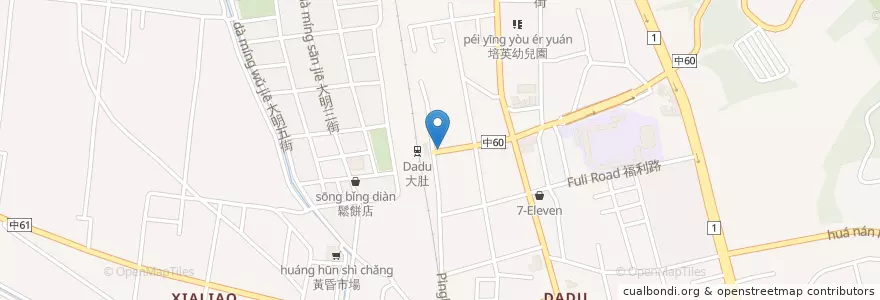 Mapa de ubicacion de 大肚火車站 en Taiwan, Taichung, Distretto Di Dadu.