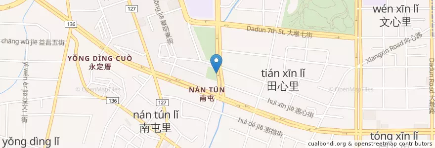 Mapa de ubicacion de 犁頭店公園 en 타이완, 타이중 시, 난툰 구.