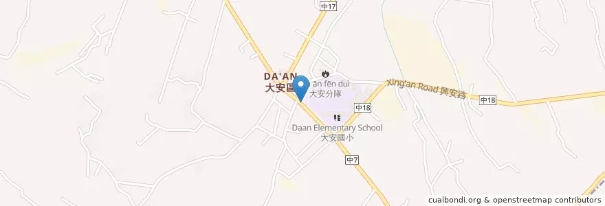 Mapa de ubicacion de 大安國小 en 臺灣, 臺中市, 大安區.