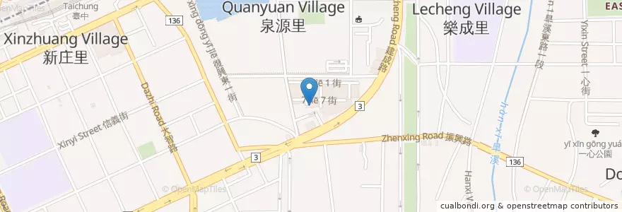 Mapa de ubicacion de 新建國市場(5號門) en Taiwan, Taichung, Distretto Orientale.