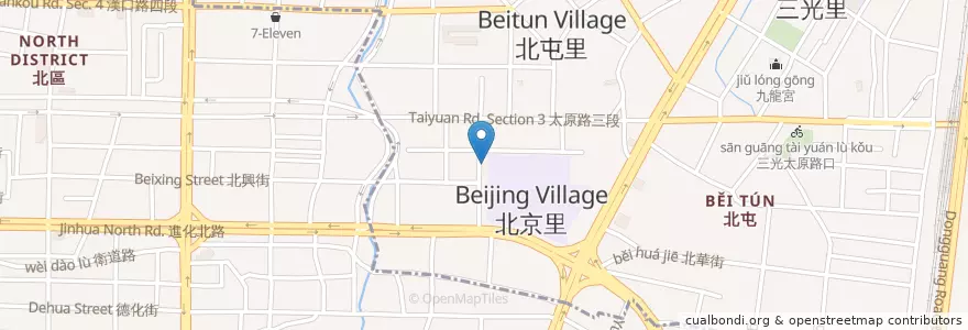 Mapa de ubicacion de 北屯國小 en 台湾, 台中市, 北屯区, 北区.