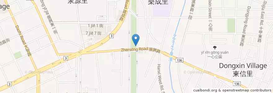 Mapa de ubicacion de 東光園振興路口 en Taiwan, Taichung, Distretto Orientale.