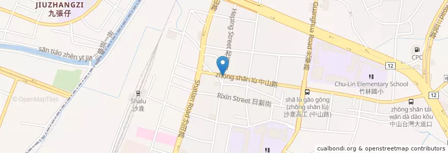 Mapa de ubicacion de 中山路四平街口 en تايوان, تاي شانغ, 沙鹿區.