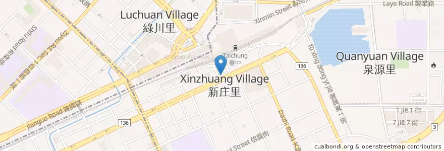 Mapa de ubicacion de 臺中火車站(復興路) en تايوان, تاي شانغ, 東區.