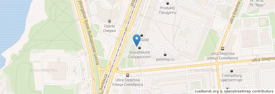 Mapa de ubicacion de ЛекОптТорг en Russia, Northwestern Federal District, Leningrad Oblast, Saint Petersburg, Vyborgsky District, Округ Сосновское.