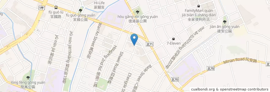 Mapa de ubicacion de Gogoro 電池交換站 新莊福營休閒廣場站 en Taiwan, Nuova Taipei, Distretto Di Xinzhuang.