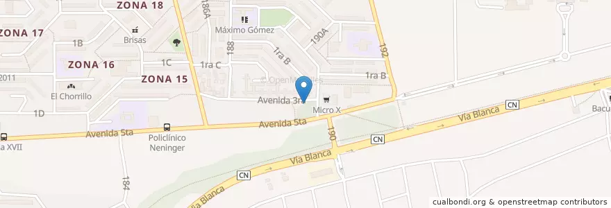 Mapa de ubicacion de Batidos en Cuba, Havana, Habana Del Este, Micro X.