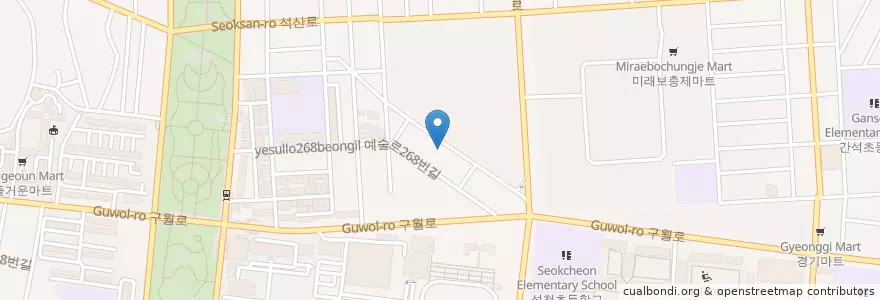 Mapa de ubicacion de 새인천 교회 en 大韓民国, 仁川広域市, 南洞区, 간석동.