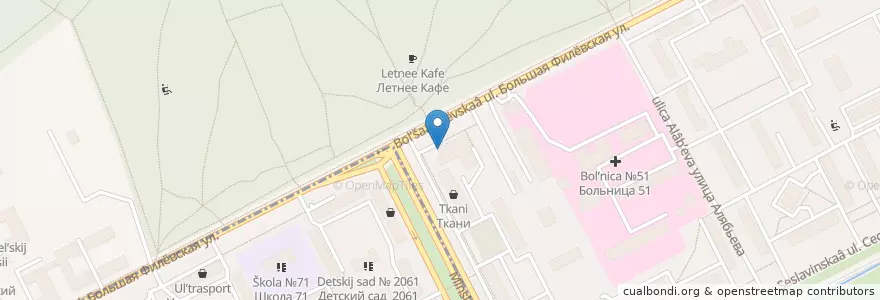 Mapa de ubicacion de Донер кебаб тандыр en Rusland, Centraal Federaal District, Moskou, Западный Административный Округ, Район Филёвский Парк.