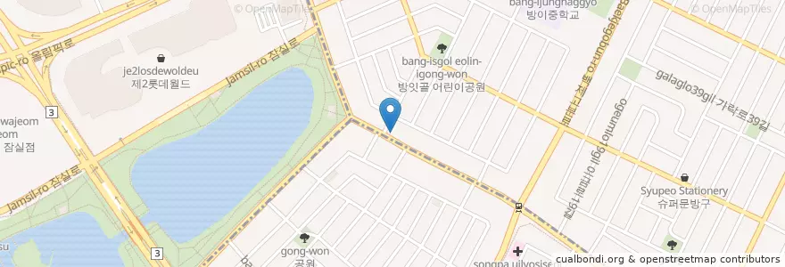 Mapa de ubicacion de 푸미흥 en Республика Корея, Сеул, 송파구, 방이2동.