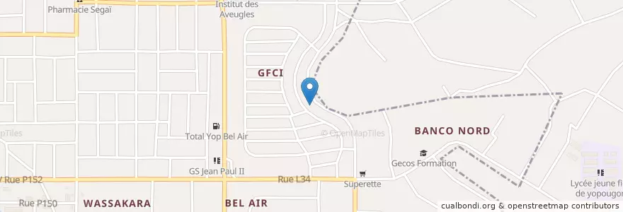 Mapa de ubicacion de Garba en Ivoorkust, Abidjan, Yopougon.