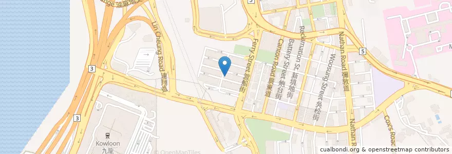 Mapa de ubicacion de 重慶燒燒烤旗艦店 en China, Guangdong, Hong Kong, Kowloon, Wilayah Baru, 油尖旺區 Yau Tsim Mong District.