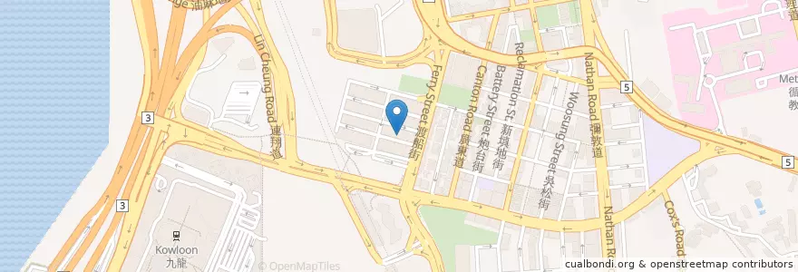 Mapa de ubicacion de 華記茶餐廳 en Chine, Guangdong, Hong Kong, Kowloon, Nouveaux Territoires, 油尖旺區 Yau Tsim Mong District.