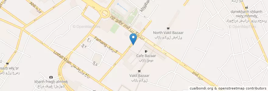 Mapa de ubicacion de خانه فرهنگی وکیل en イラン, ファールス, شهرستان شیراز, بخش مرکزی, شیراز.