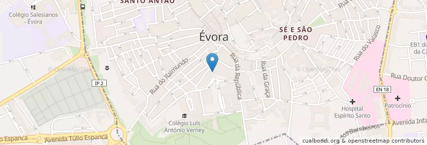 Mapa de ubicacion de Café Restaurant O Cruz en Portekiz, Alentejo, Alentejo Central, Évora, Évora, Évora.