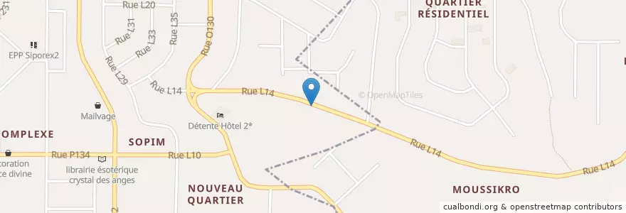 Mapa de ubicacion de Restaurant Petit Bassam en 科特迪瓦, 阿比让, Yopougon.