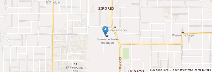 Mapa de ubicacion de Eglise Evangelique des Assemblées de Dieu en コートジボワール, アビジャン, Yopougon.