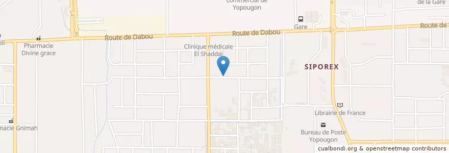 Mapa de ubicacion de Atiéké Poisson en Кот-Д’Ивуар, Абиджан, Yopougon.