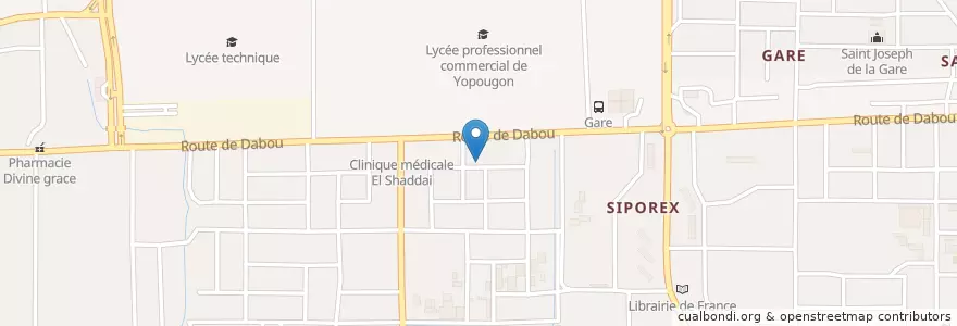 Mapa de ubicacion de Eglise Mission Mondiale Vie en Christ en 科特迪瓦, 阿比让, Yopougon.