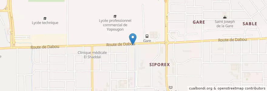 Mapa de ubicacion de SIB en コートジボワール, アビジャン, Yopougon.