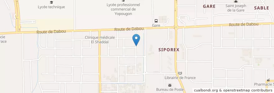 Mapa de ubicacion de Cybercafe en Côte D’Ivoire, Abidjan, Yopougon.