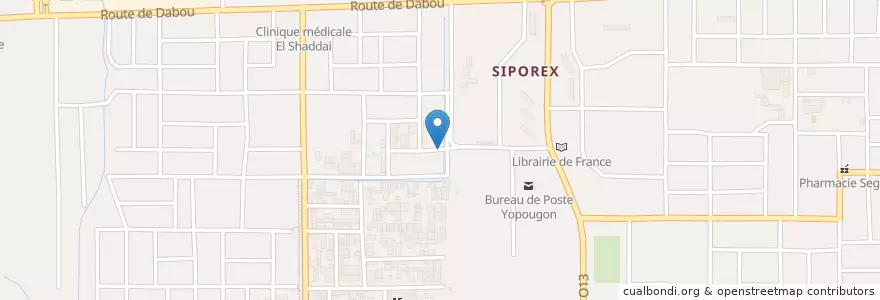 Mapa de ubicacion de Toilette Publique en Côte D’Ivoire, Abidjan, Yopougon.