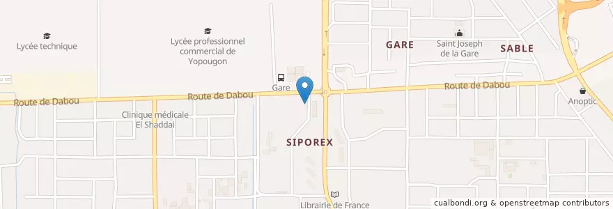 Mapa de ubicacion de Restaurant en Côte D'Ivoire, Abidjan, Yopougon.