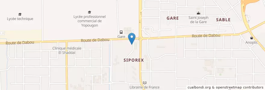 Mapa de ubicacion de Cybercafe en Fildişi Sahili, Abican, Yopougon.