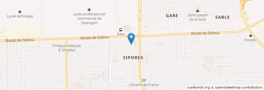 Mapa de ubicacion de Cave en Ivoorkust, Abidjan, Yopougon.
