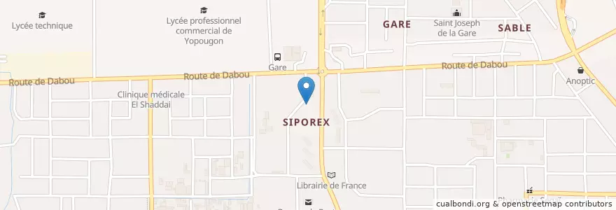 Mapa de ubicacion de Cybercafe en Costa D'Avorio, Abidjan, Yopougon.
