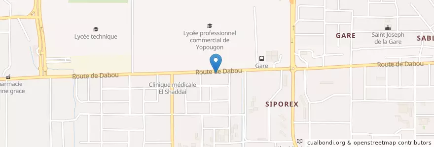Mapa de ubicacion de Orabank en Fildişi Sahili, Abican, Yopougon.