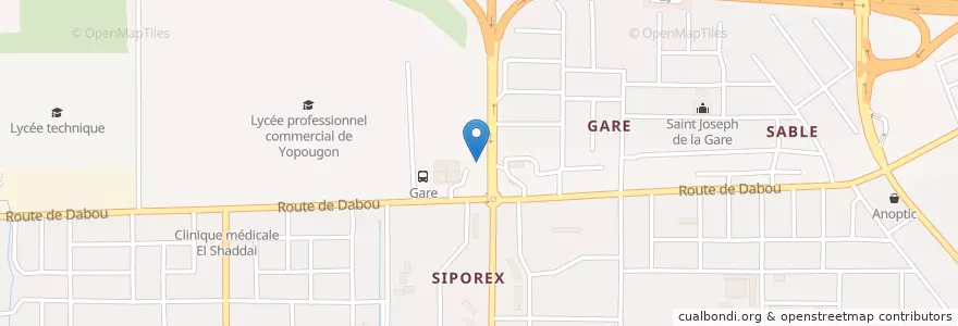 Mapa de ubicacion de Gare des Gbaka en Кот-Д’Ивуар, Абиджан, Yopougon.