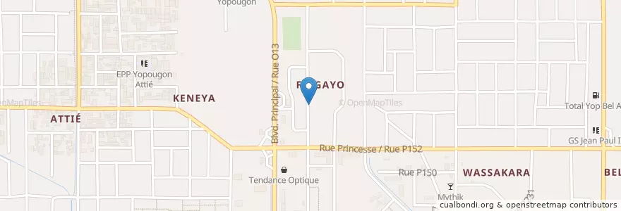 Mapa de ubicacion de Ecole supérieur estan yopougon en 코트디부아르, 아비장, Yopougon.