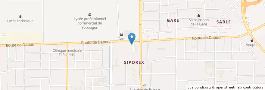 Mapa de ubicacion de Kiosque en Costa D'Avorio, Abidjan, Yopougon.