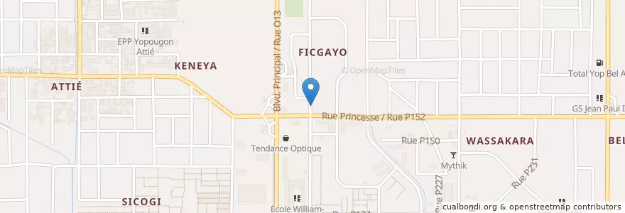 Mapa de ubicacion de Maison de la santé en Кот-Д’Ивуар, Абиджан, Yopougon.