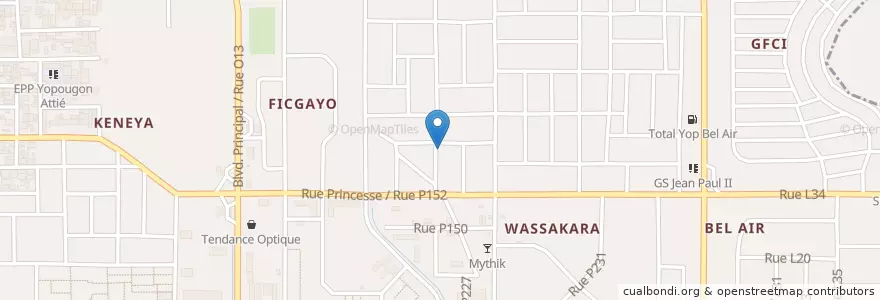 Mapa de ubicacion de Cafetaria express en Кот-Д’Ивуар, Абиджан, Yopougon.