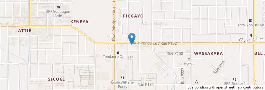 Mapa de ubicacion de Agence Money gram en コートジボワール, アビジャン, Yopougon.