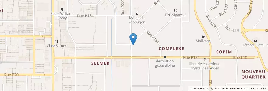 Mapa de ubicacion de Espace Poy Saint-Germain en 科特迪瓦, 阿比让, Yopougon.
