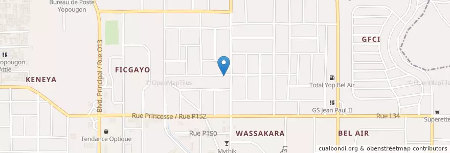 Mapa de ubicacion de Kiosque à café en Costa D'Avorio, Abidjan, Yopougon.