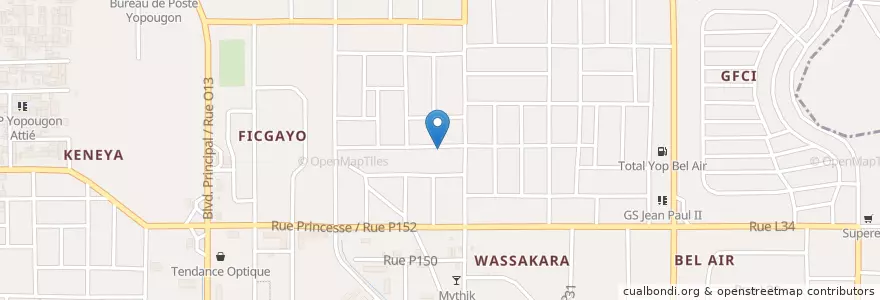 Mapa de ubicacion de Reparation de vélo en Кот-Д’Ивуар, Абиджан, Yopougon.