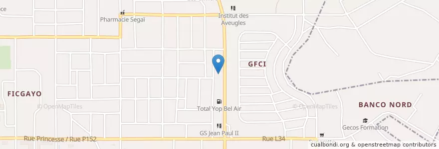 Mapa de ubicacion de Western Union en コートジボワール, アビジャン, Yopougon.
