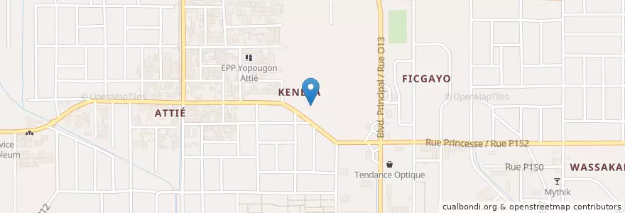 Mapa de ubicacion de Kiosque en Côte D’Ivoire, Abidjan, Yopougon.