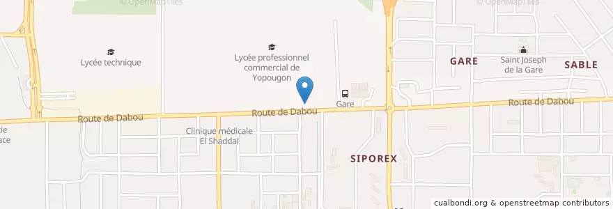 Mapa de ubicacion de Café Express en Кот-Д’Ивуар, Абиджан, Yopougon.