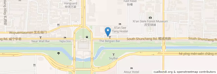 Mapa de ubicacion de Xian An Bank en 中国, 陕西省, 西安市, 碑林区.