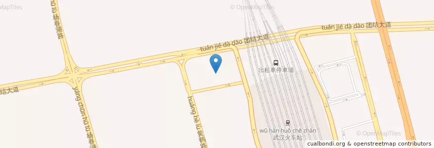 Mapa de ubicacion de 乡村味(武汉高铁站店) en 中国, 湖北省, 武汉市, 洪山区, 和平街道.