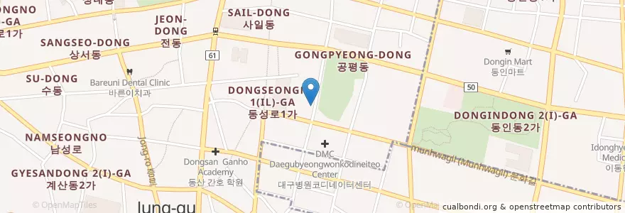 Mapa de ubicacion de 놀이터 en كوريا الجنوبية, ديغو, 중구, 성내동.