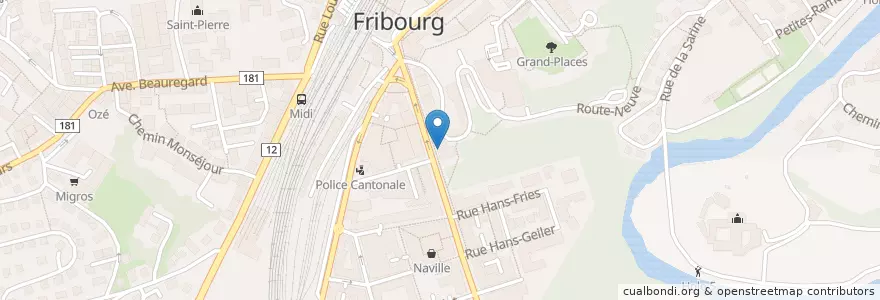Mapa de ubicacion de Thai Street Kitchen en Suiza, Friburgo, District De La Sarine, Fribourg - Freiburg.