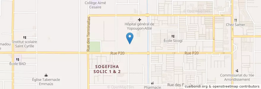 Mapa de ubicacion de Eglise Evangelique en 科特迪瓦, 阿比让, Yopougon.
