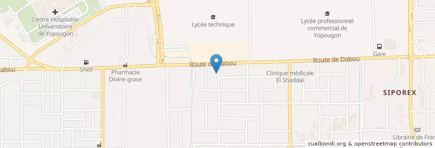 Mapa de ubicacion de Kiosque en Кот-Д’Ивуар, Абиджан, Yopougon.